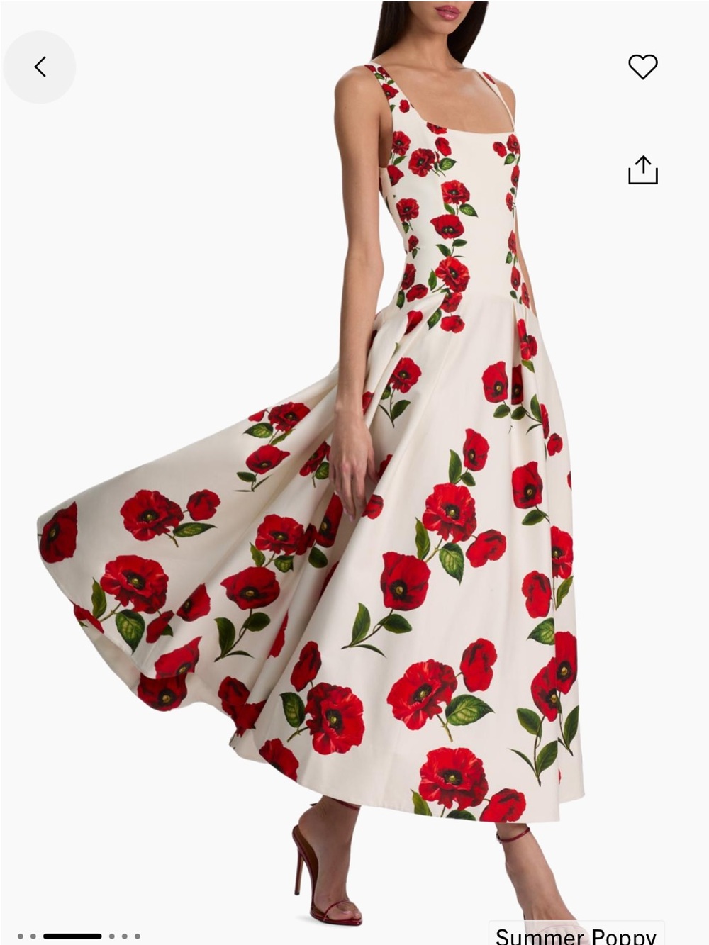 Alice+Olivia Adley Floral Strech-Cotton Drop-Waist Midi Dress Size 6 NWT